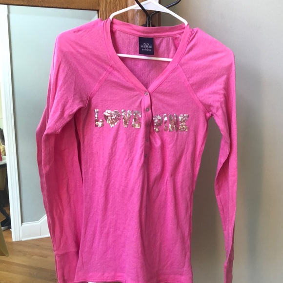 Victoria’s Secret Love Pink long sleeve top size S  beautiful glittery sequins - Picture 1 of 5